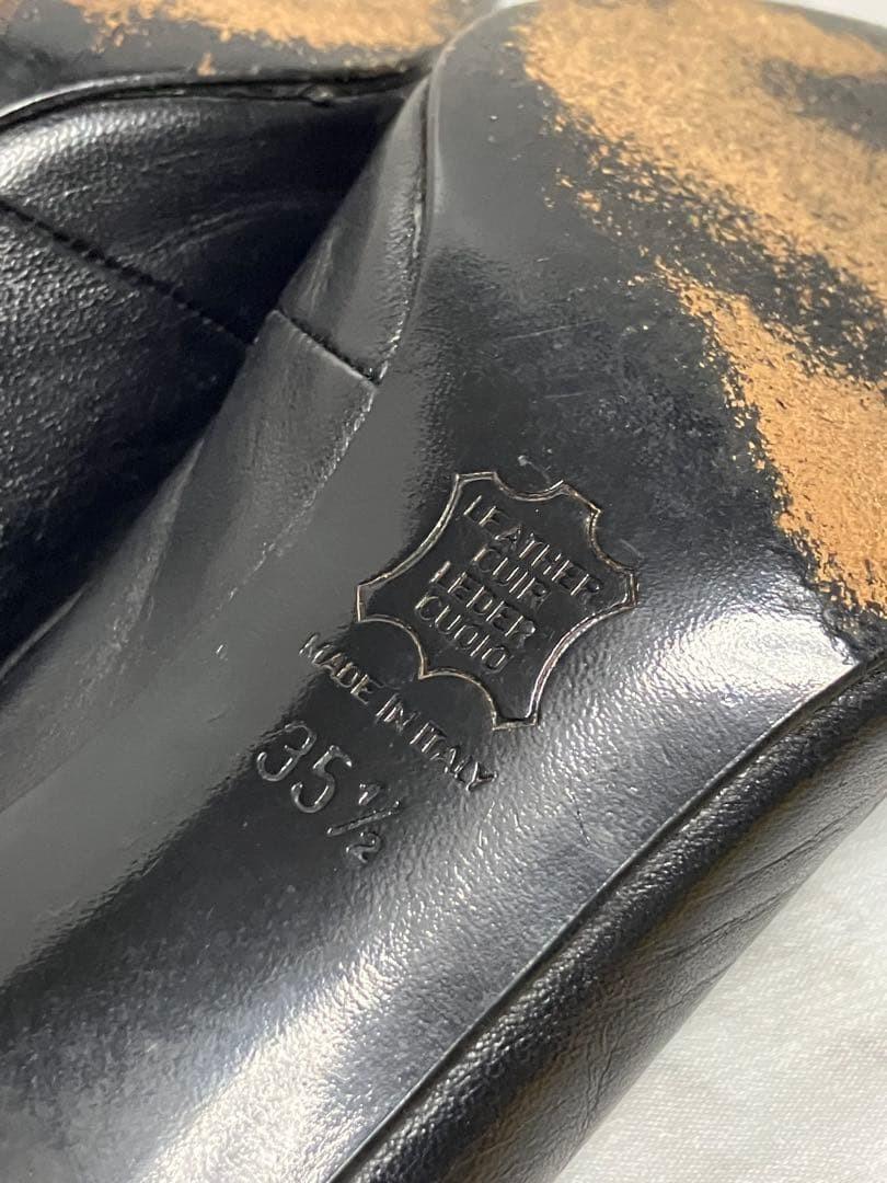 FENDI Shoes Pumps Heel FF EU 35.5 US 5.5 Leather Black Authentic