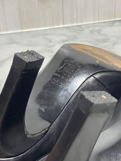 FENDI Shoes Pumps Heel FF EU 35.5 US 5.5 Leather Black Authentic