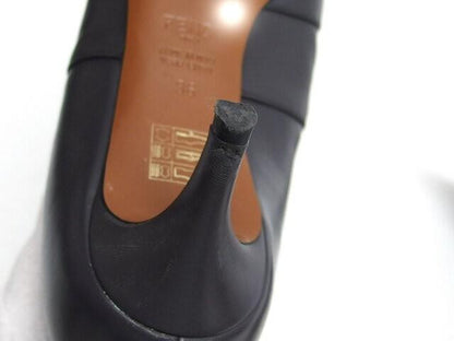 FENDI Short Boots Shoes FF Zucca EU 36.0 US 6.0 Leather Dark Brown Authentic