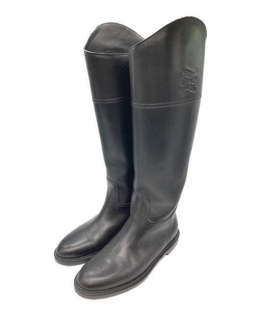 FENDI Karligraphy Boots Shoes EU 38 US 8 Black Authentic