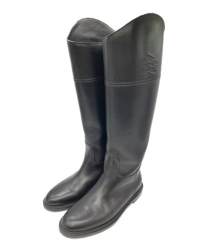 FENDI Karligraphy Boots Shoes EU 38 US 8 Black Authentic