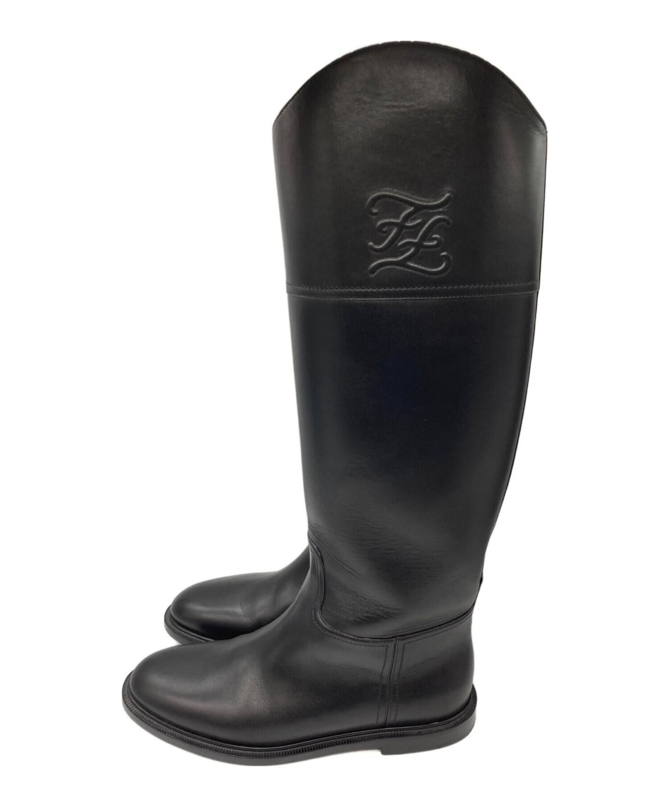 FENDI Karligraphy Boots Shoes EU 38 US 8 Black Authentic