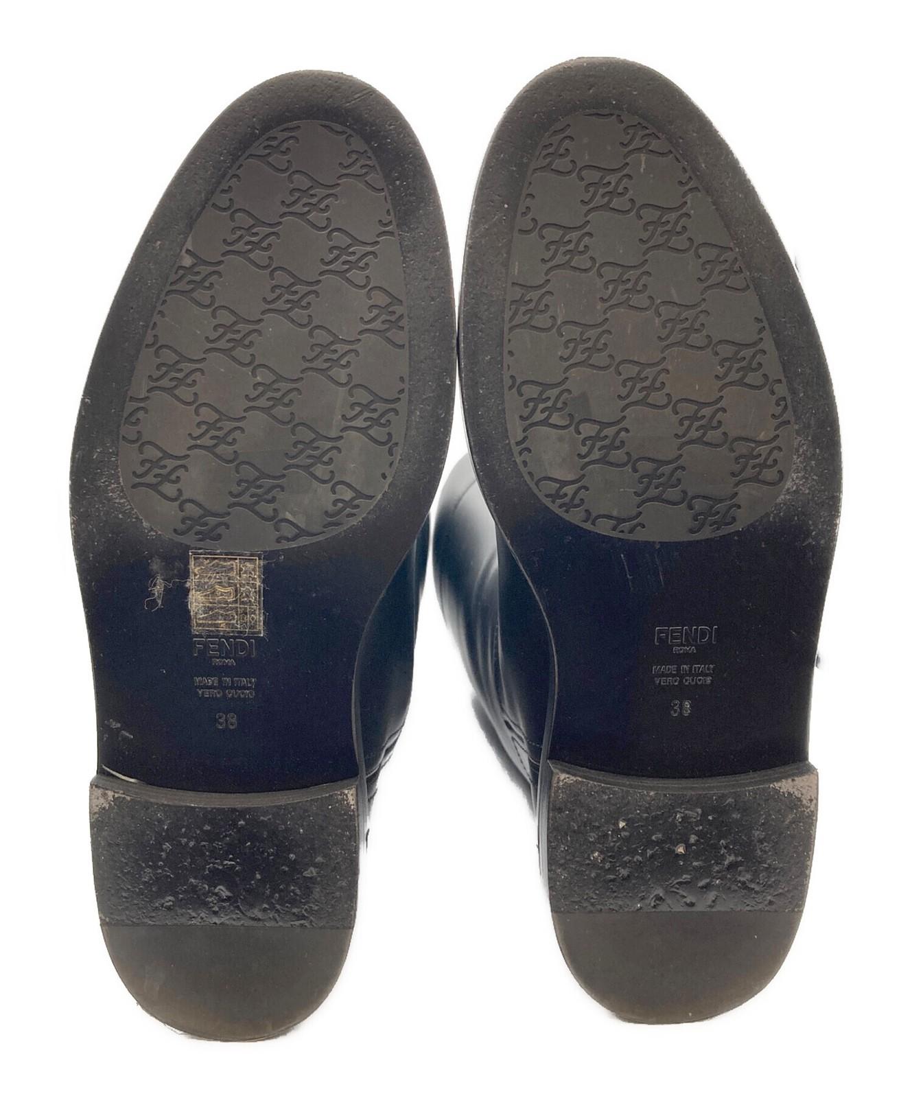 FENDI Karligraphy Boots Shoes EU 38 US 8 Black Authentic