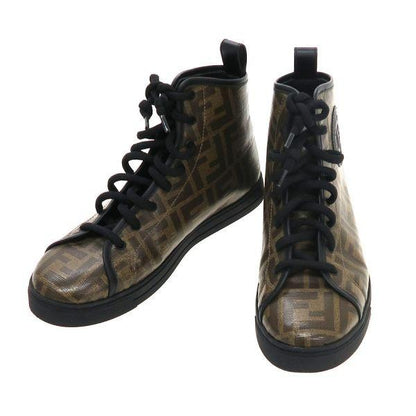 FENDI Sneakers Shoes FF Zucca High-Cut EU 36 US 6 Brown Authentic