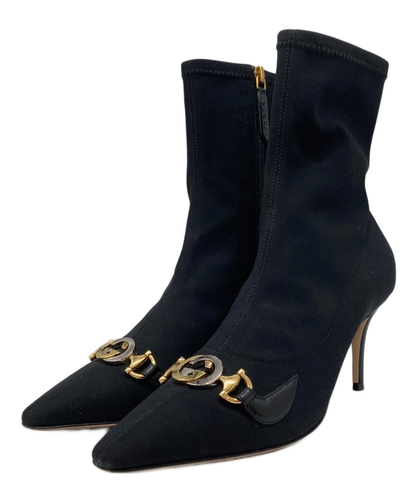 GUCCI Short Boots Shoes Interlocking  EU 37 US 7 Black Authentic