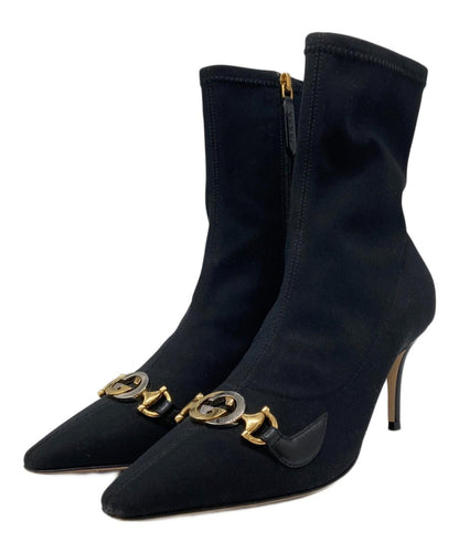 GUCCI Short Boots Shoes Interlocking  EU 37 US 7 Black Authentic