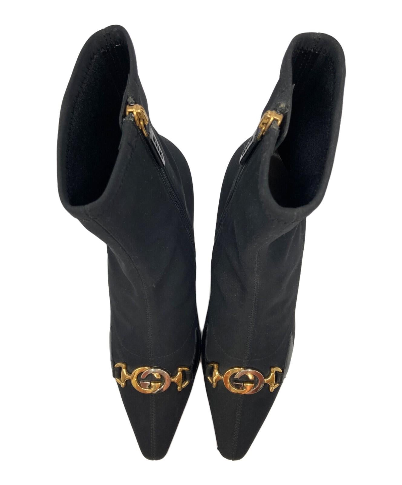 GUCCI Short Boots Shoes Interlocking  EU 37 US 7 Black Authentic