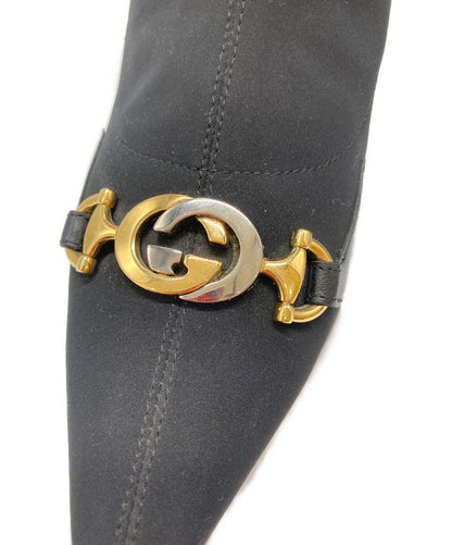 GUCCI Short Boots Shoes Interlocking  EU 37 US 7 Black Authentic