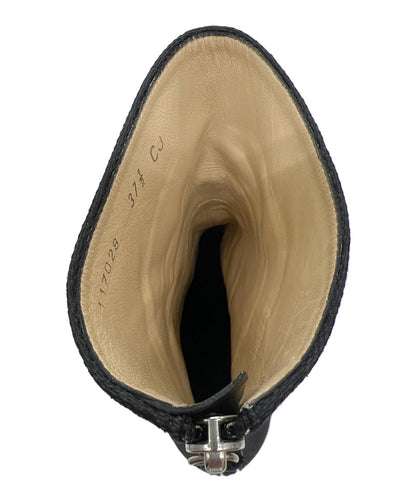 GUCCI Short Boots Shoes GG EU 37.5 US 7.5 Black Authentic