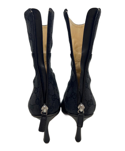 GUCCI Short Boots Shoes GG EU 37.5 US 7.5 Black Authentic
