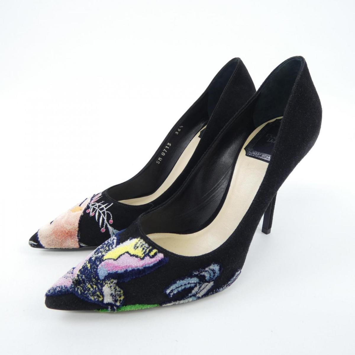 Christian Dior Shoes Pumps Heel EU 36.5 US 6.5 Black Pink Blue Authentic