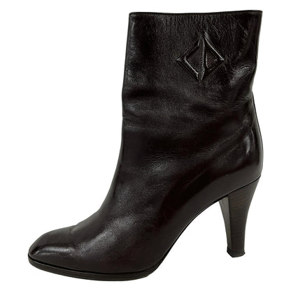 Christian Dior Short Boots Shoes EU 36 US 6 Leather Dark Brown Authentic