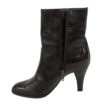 Christian Dior Short Boots Shoes EU 36 US 6 Leather Dark Brown Authentic