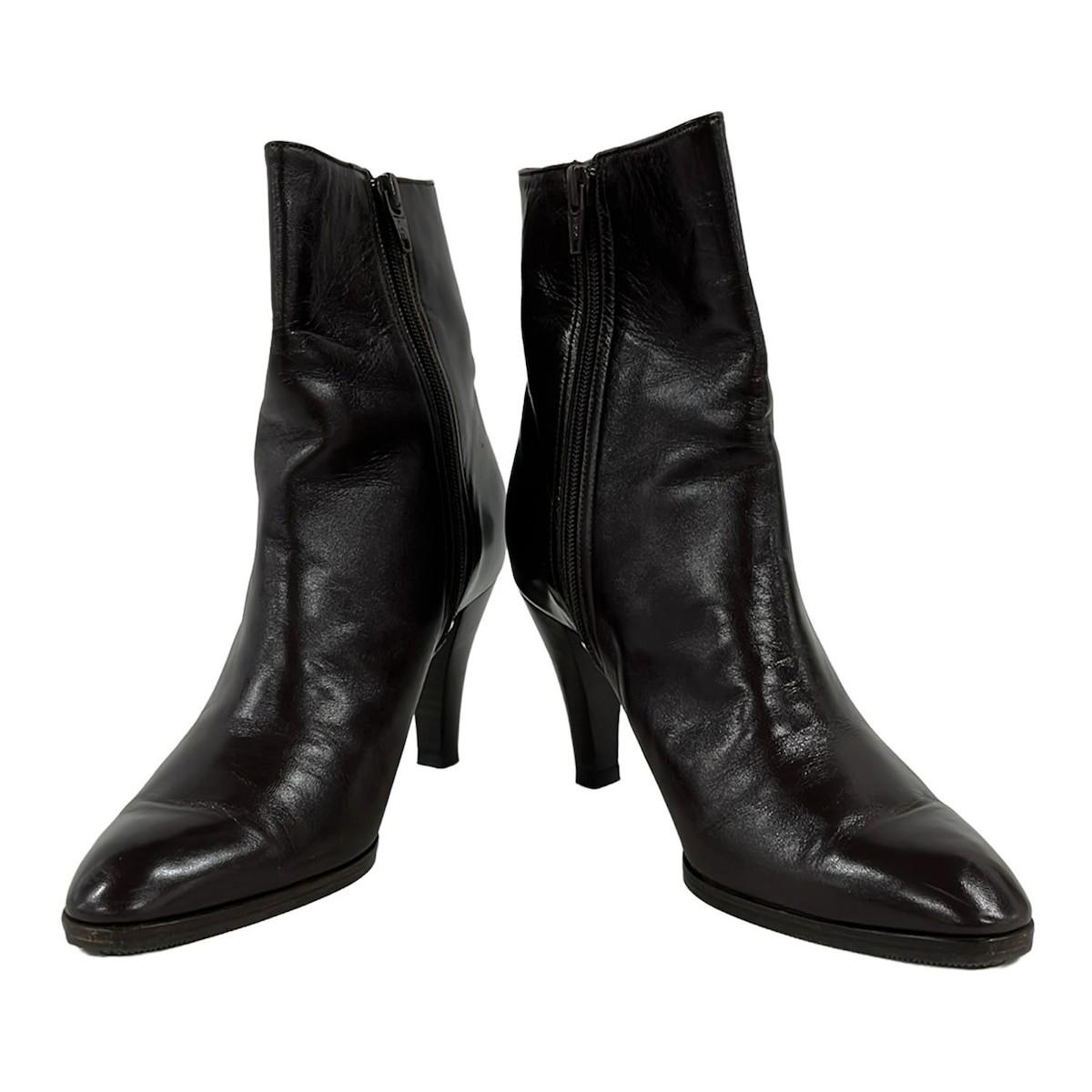 Christian Dior Short Boots Shoes EU 36 US 6 Leather Dark Brown Authentic