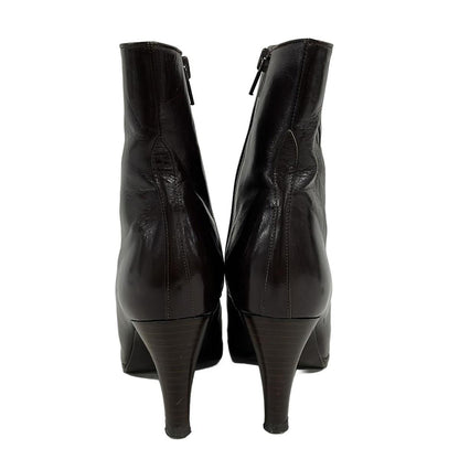 Christian Dior Short Boots Shoes EU 36 US 6 Leather Dark Brown Authentic