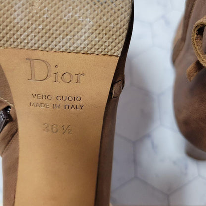Christian Dior Short Boots Shoes Ribbon EU 36.5 US 6.5 Authentic