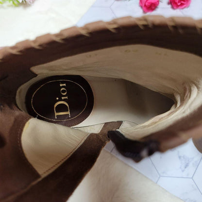 Christian Dior Short Boots Shoes Ribbon EU 36.5 US 6.5 Authentic