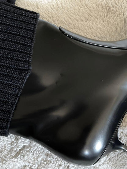 Christian Dior Short Boots Shoes EU 36 US 6 Knit Leather Black Authentic