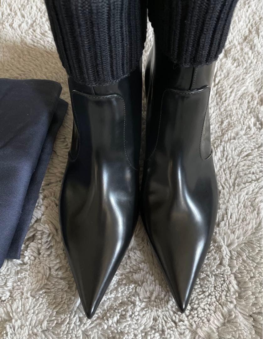 Christian Dior Short Boots Shoes EU 36 US 6 Knit Leather Black Authentic