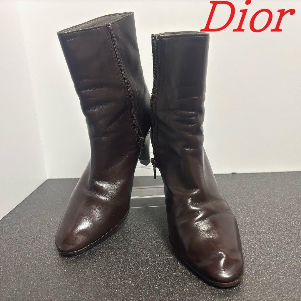 Christian Dior Boots Shoes EU 36.5 US 6.5 Leather Brown Authentic