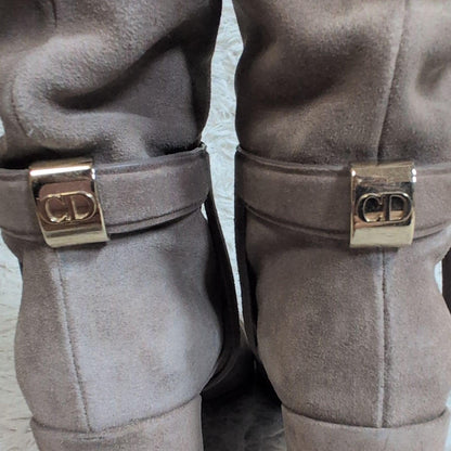 Christian Dior Long Boots Shoes EU 36.5 US 6.5 Suede Beige Authentic