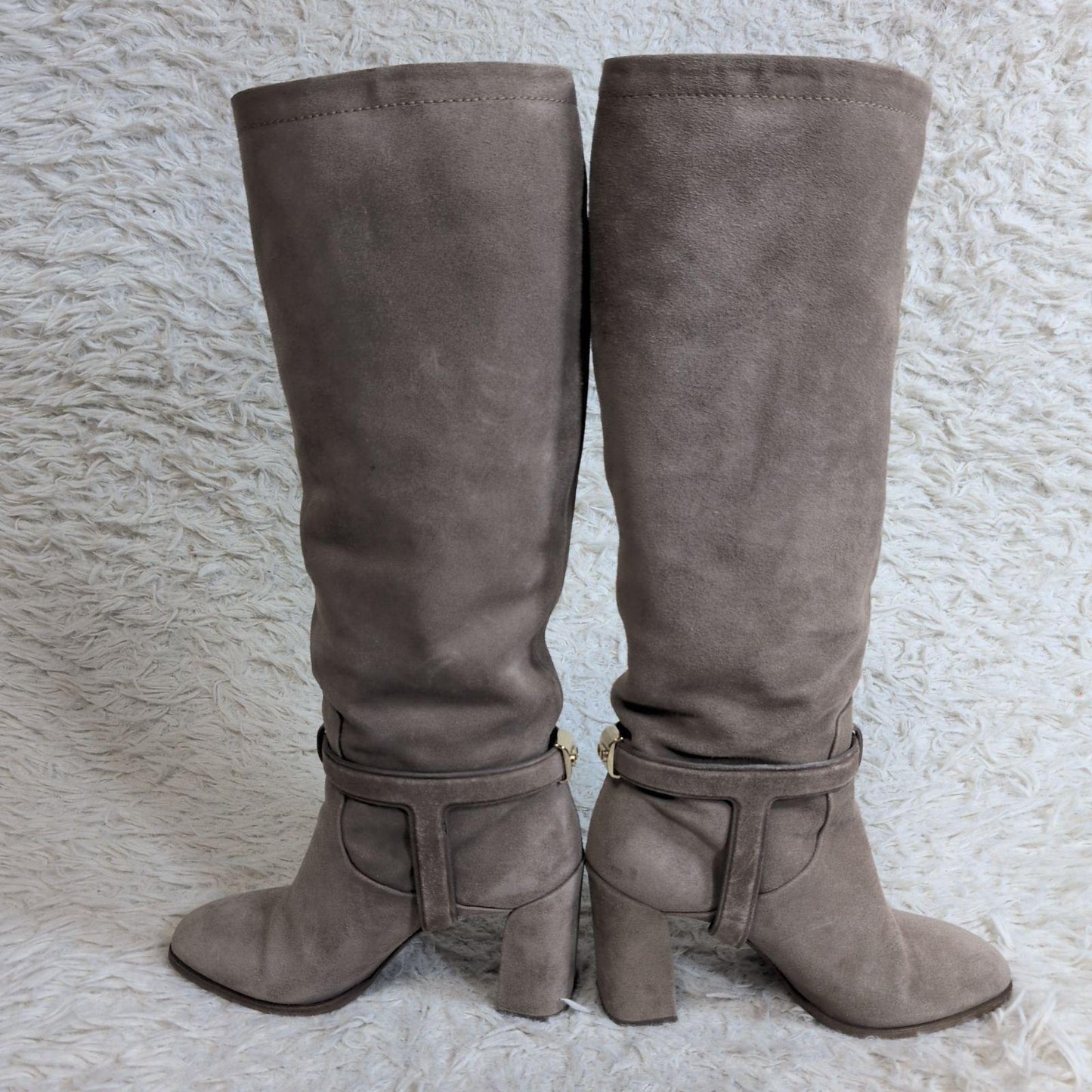 Christian Dior Long Boots Shoes EU 36.5 US 6.5 Suede Beige Authentic