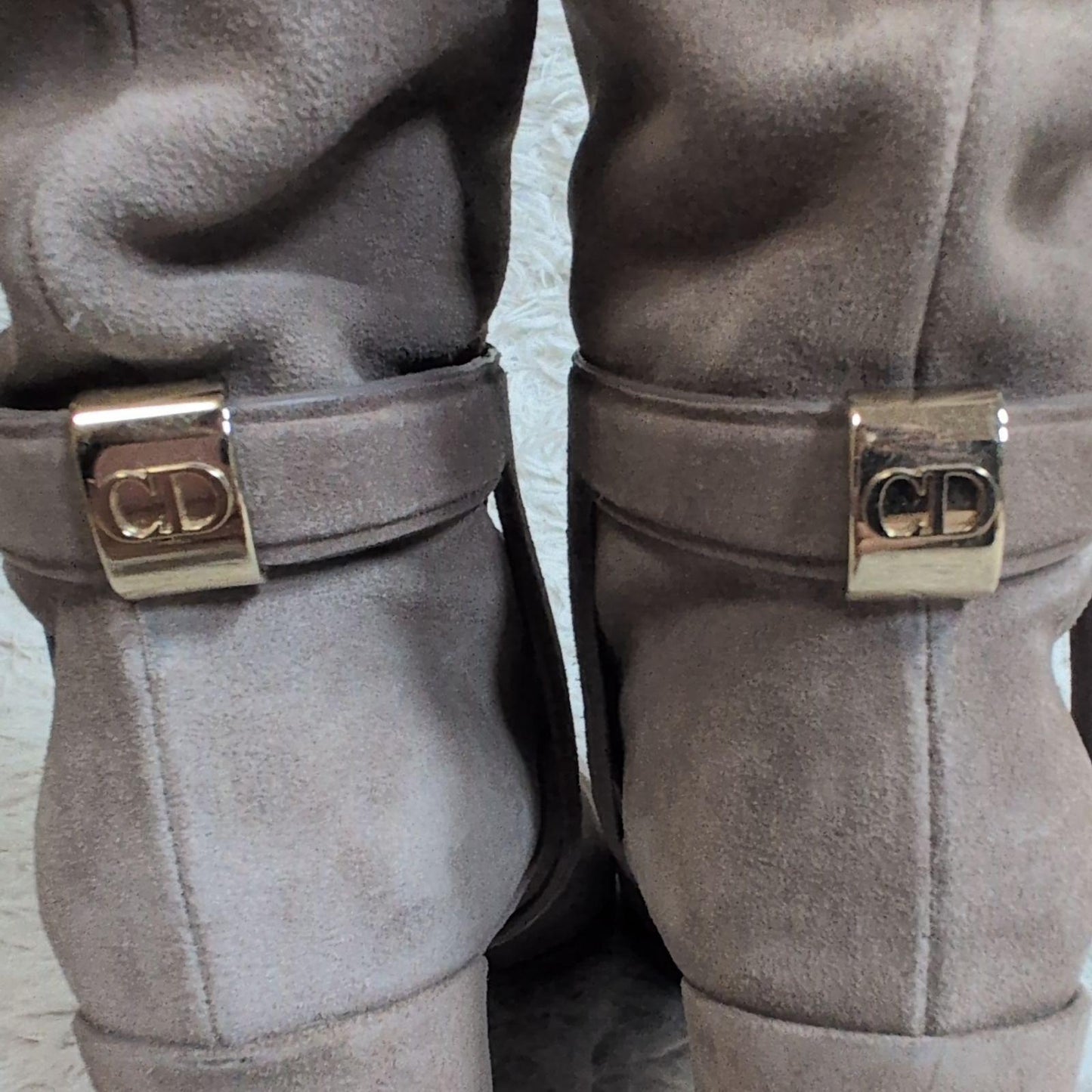 Christian Dior Long Boots Shoes EU 36.5 US 6.5 Suede Beige Authentic