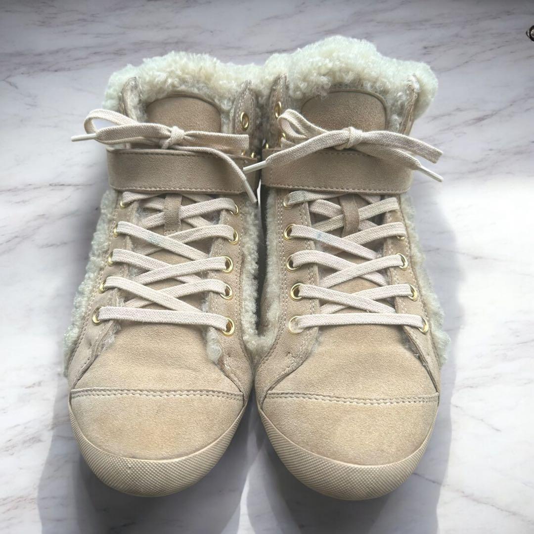 Christian Dior Sneakers Shoes Logo High-Cut EU 36.5 US 6.5 Suede Boa Authentic