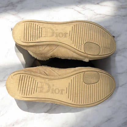 Christian Dior Sneakers Shoes Logo High-Cut EU 36.5 US 6.5 Suede Boa Authentic