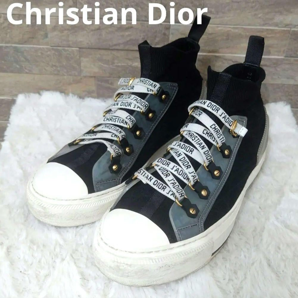 Christian Dior WALK'N'DIOR Sneakers Shoes High-Cut EU 37 US 7 Black Authentic