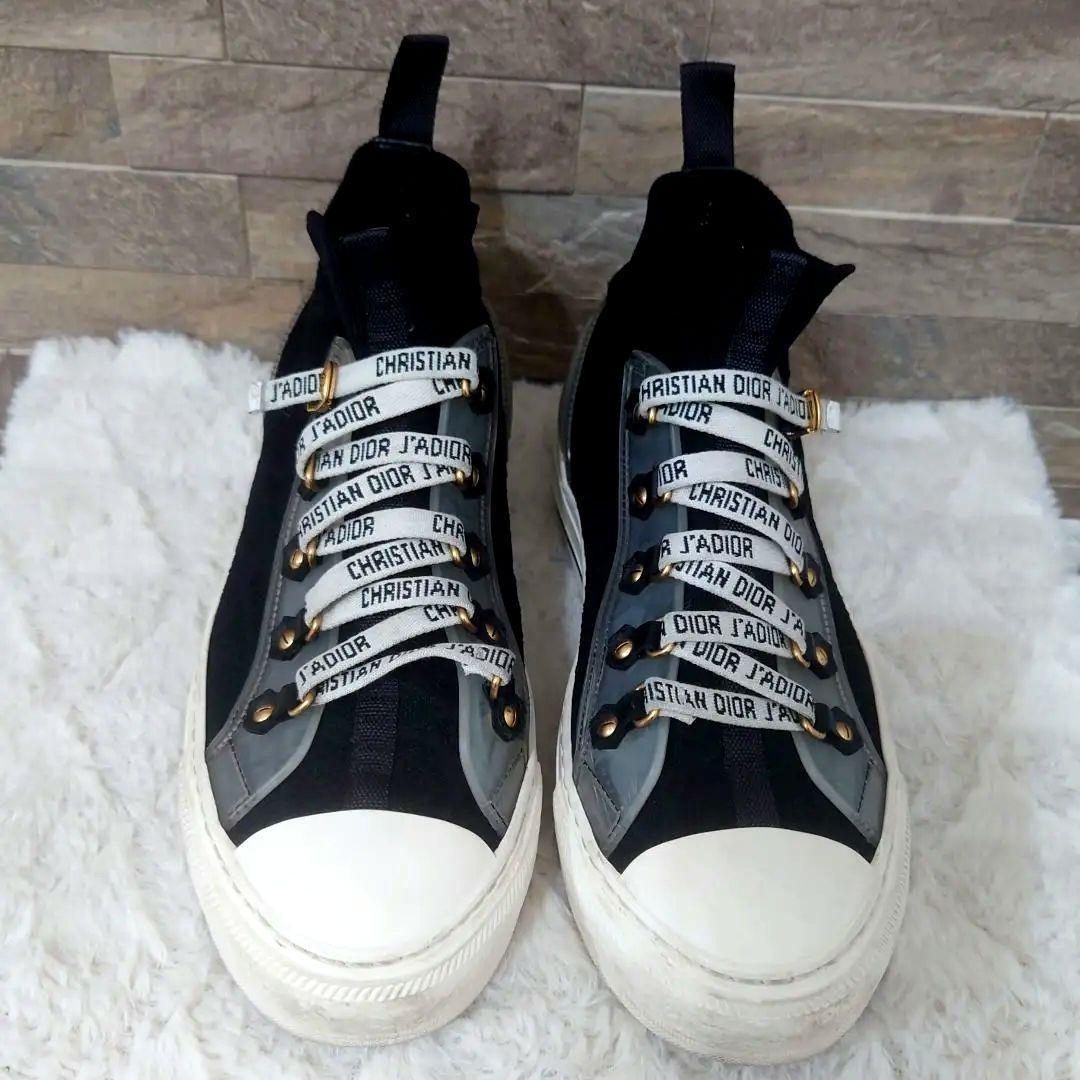 Christian Dior WALK'N'DIOR Sneakers Shoes High-Cut EU 37 US 7 Black Authentic