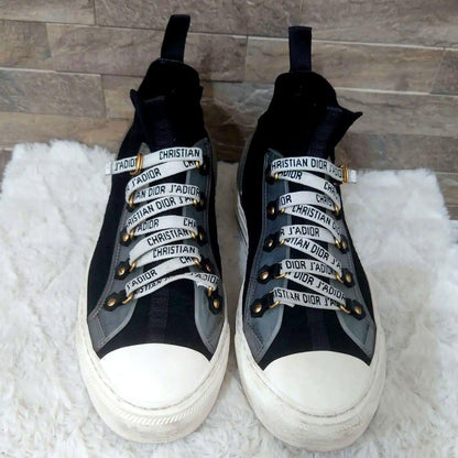 Christian Dior WALK'N'DIOR Sneakers Shoes High-Cut EU 37 US 7 Black Authentic