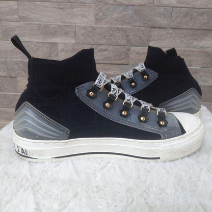 Christian Dior WALK'N'DIOR Sneakers Shoes High-Cut EU 37 US 7 Black Authentic