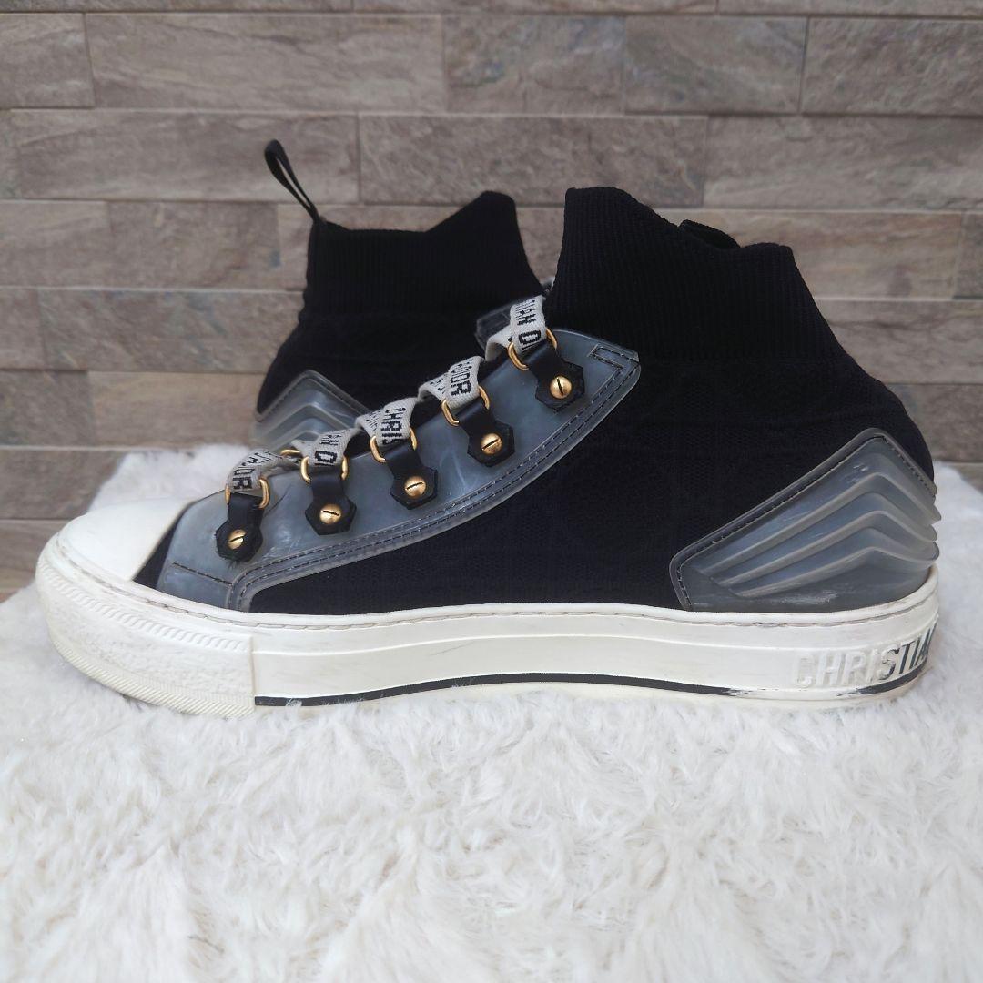 Christian Dior WALK'N'DIOR Sneakers Shoes High-Cut EU 37 US 7 Black Authentic