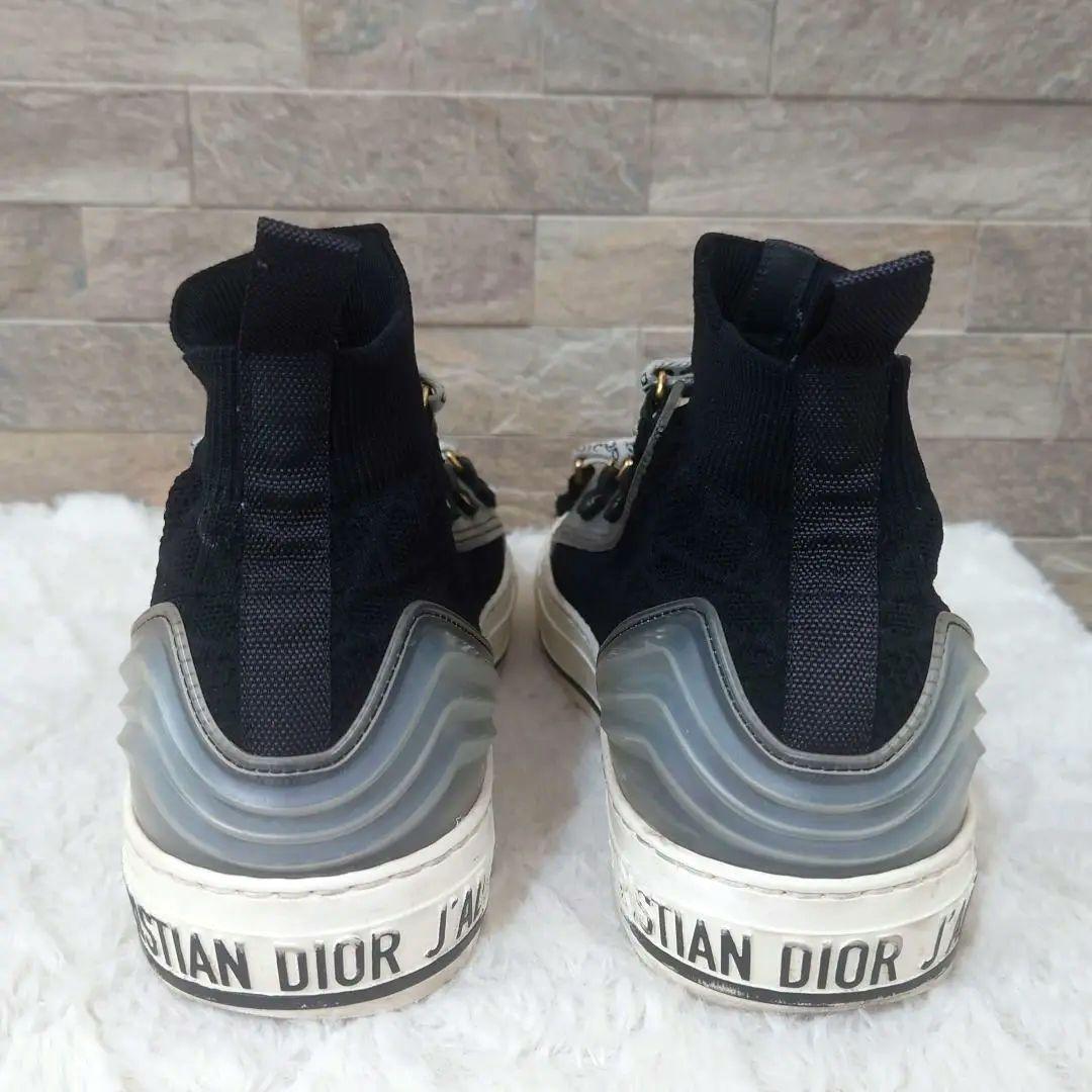 Christian Dior WALK'N'DIOR Sneakers Shoes High-Cut EU 37 US 7 Black Authentic