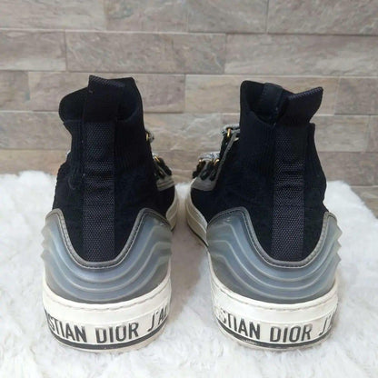 Christian Dior WALK'N'DIOR Sneakers Shoes High-Cut EU 37 US 7 Black Authentic