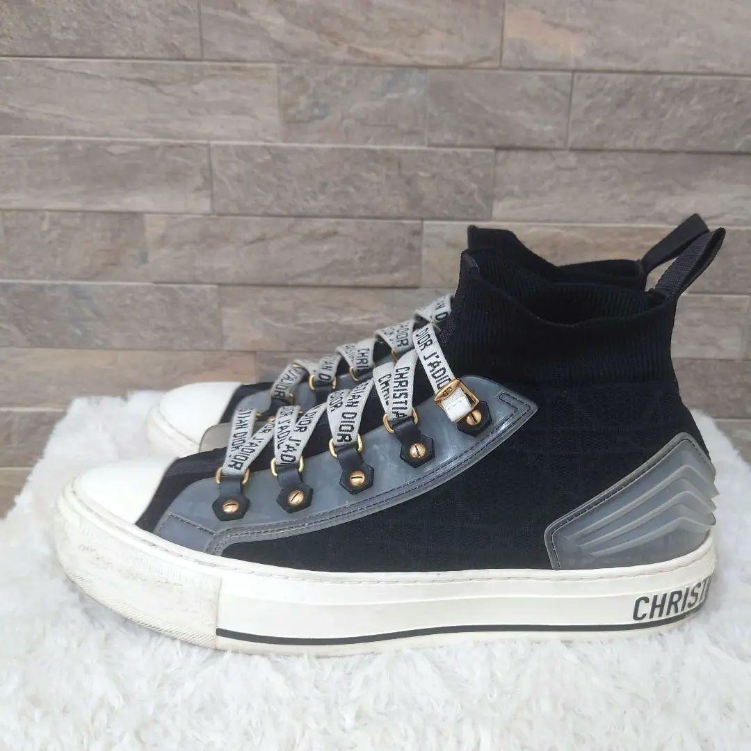 Christian Dior WALK'N'DIOR Sneakers Shoes High-Cut EU 37 US 7 Black Authentic