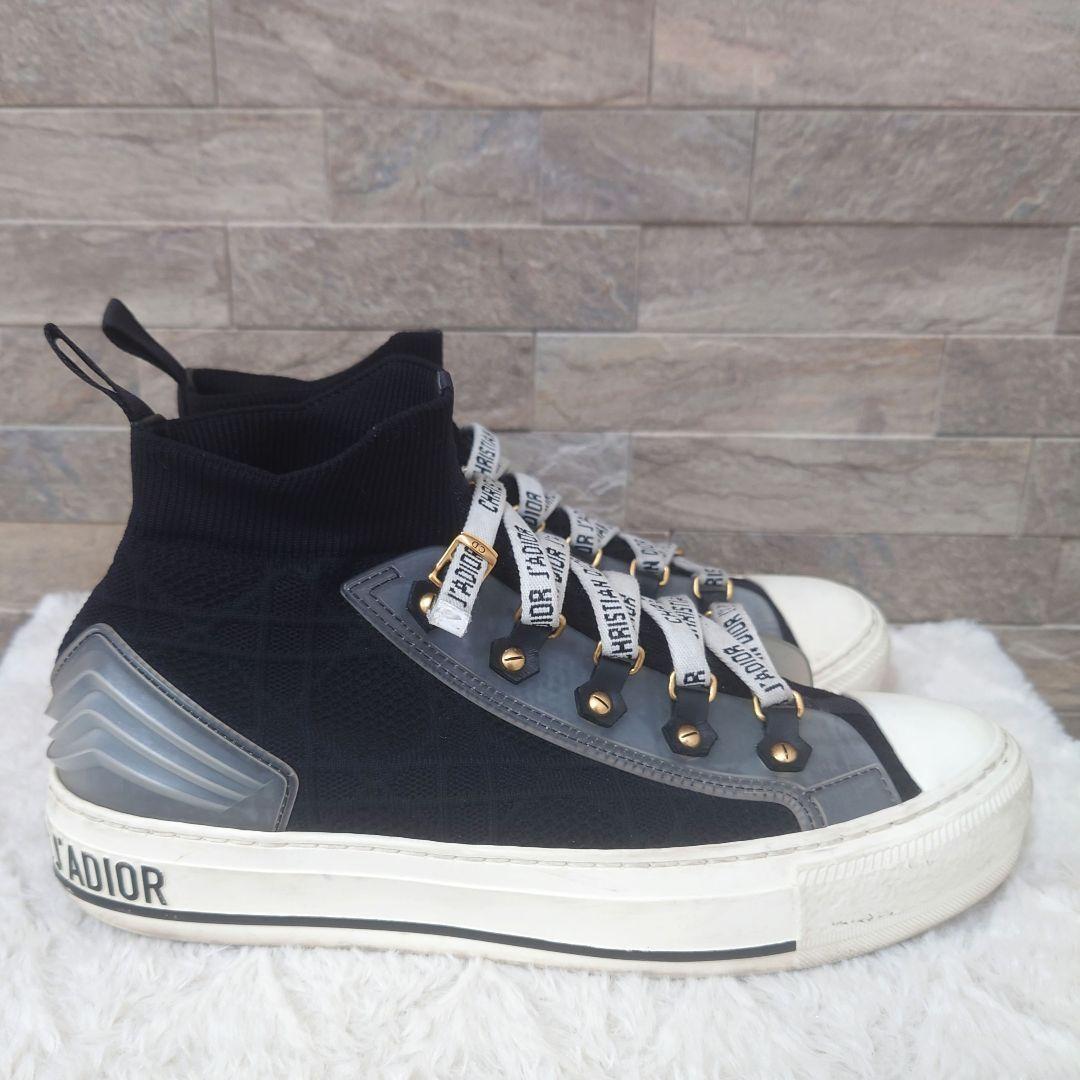 Christian Dior WALK'N'DIOR Sneakers Shoes High-Cut EU 37 US 7 Black Authentic