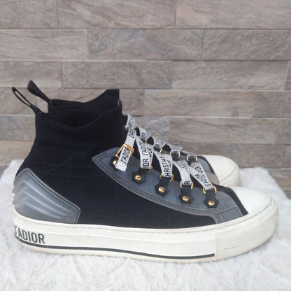 Christian Dior WALK'N'DIOR Sneakers Shoes High-Cut EU 37 US 7 Black Authentic