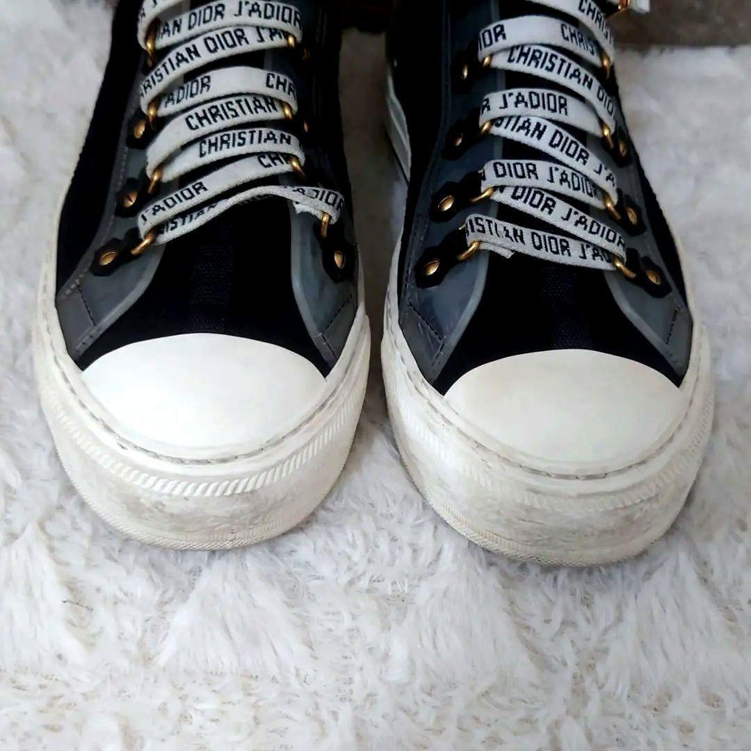 Christian Dior WALK'N'DIOR Sneakers Shoes High-Cut EU 37 US 7 Black Authentic