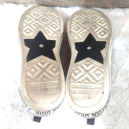 Christian Dior WALK'N'DIOR Sneakers Shoes High-Cut EU 37 US 7 Black Authentic