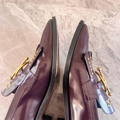Christian Dior Loafers Shoes EU 37 US 7 Leather Bordeaux Authentic