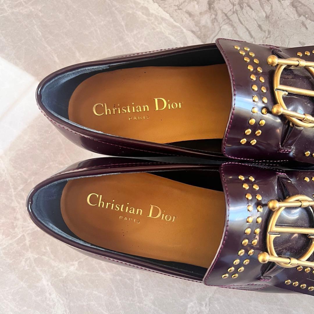 Christian Dior Loafers Shoes EU 37 US 7 Leather Bordeaux Authentic