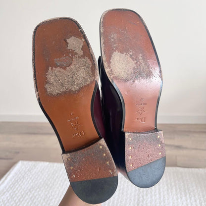 Christian Dior Loafers Shoes EU 37 US 7 Leather Bordeaux Authentic