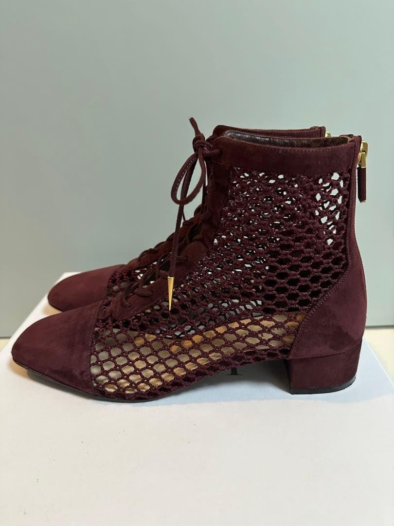 Christian Dior Short Boots Shoes EU 38.5 US 8.5 Burgundy Authentic