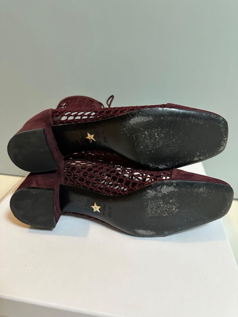 Christian Dior Short Boots Shoes EU 38.5 US 8.5 Burgundy Authentic