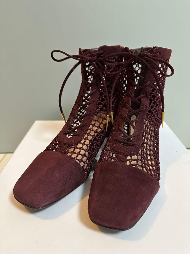 Christian Dior Short Boots Shoes EU 38.5 US 8.5 Burgundy Authentic