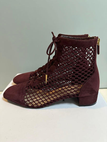 Christian Dior Short Boots Shoes EU 38.5 US 8.5 Burgundy Authentic