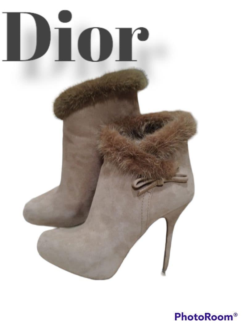 Christian Dior Short Boots Shoes EU 36 US 6 Suede Greige Authentic