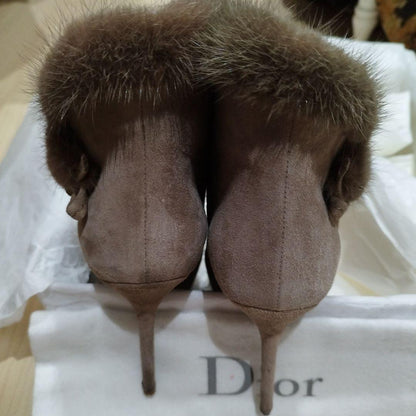 Christian Dior Short Boots Shoes EU 36 US 6 Suede Greige Authentic